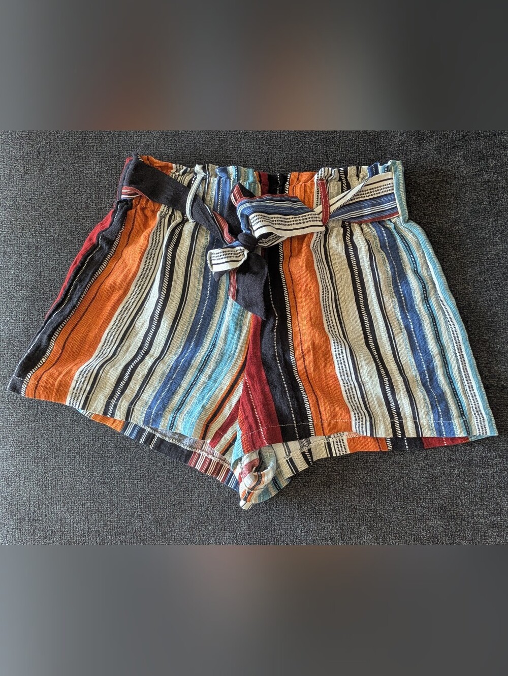 Striped Tie-Waist Shorts in Multicolor
